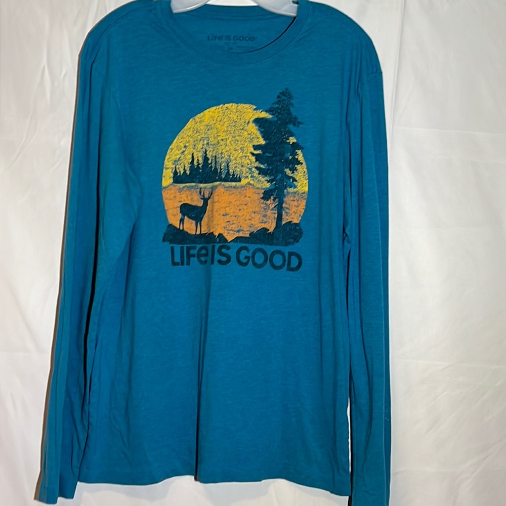 Life is Good mens M long sleeve tee blue